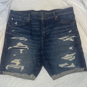 American Eagle Outfitters Distressed Dark Blue Jeans Shorts